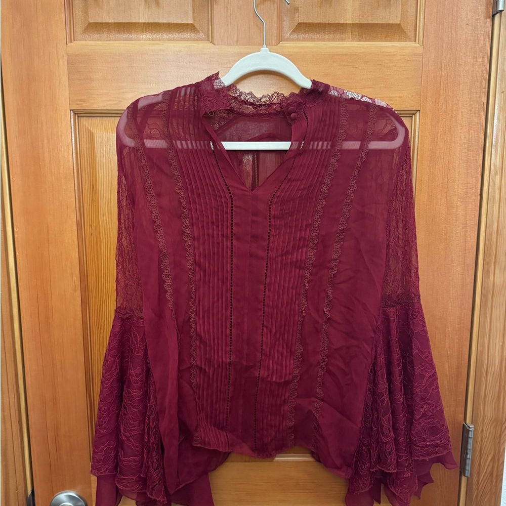 Elegant Burgundy Lace Blouse